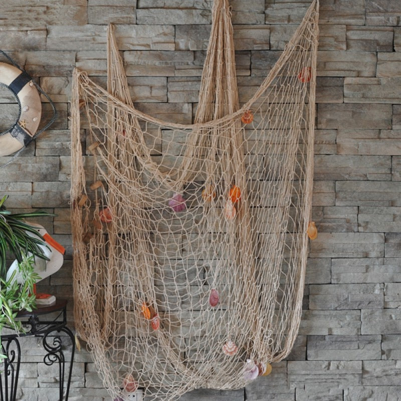 Mediterranean Wind Nautical Fishing Net Seaside Wall Beach Party Sea Shells Home Garden Decor