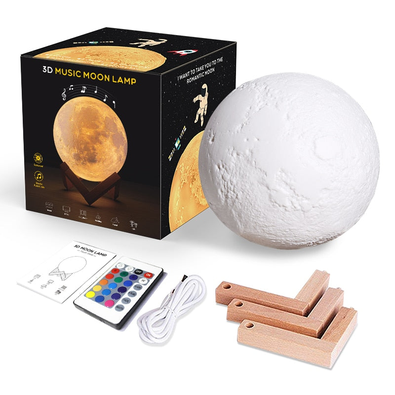 Music Moon Lamp Night Light (Rechargeable Bluetooth)