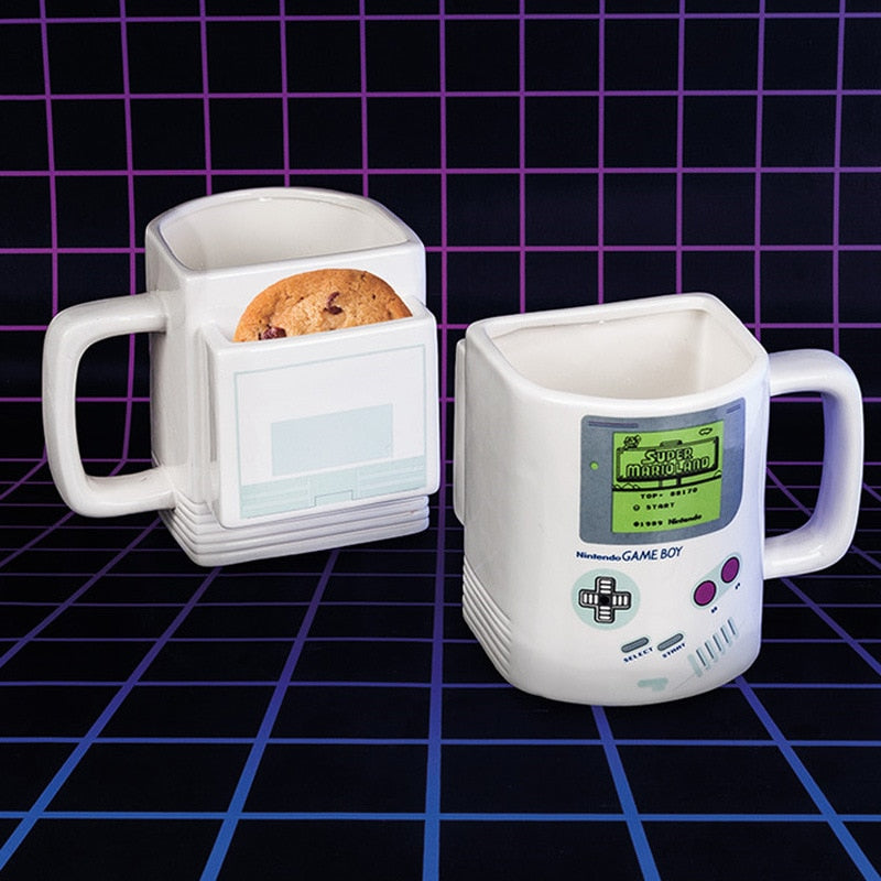 Game Boy Coffee Mug | Mug with Biscuit Holder | Game Boy Biscuit Mug | Ceramic Mug with Biscuit Holder