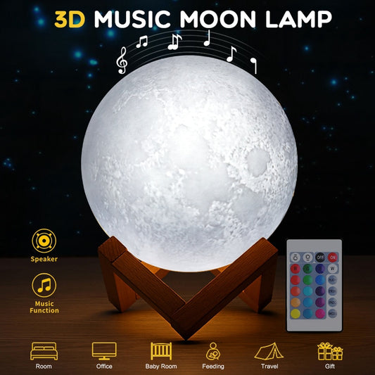 Music Moon Lamp Night Light (Rechargeable Bluetooth)