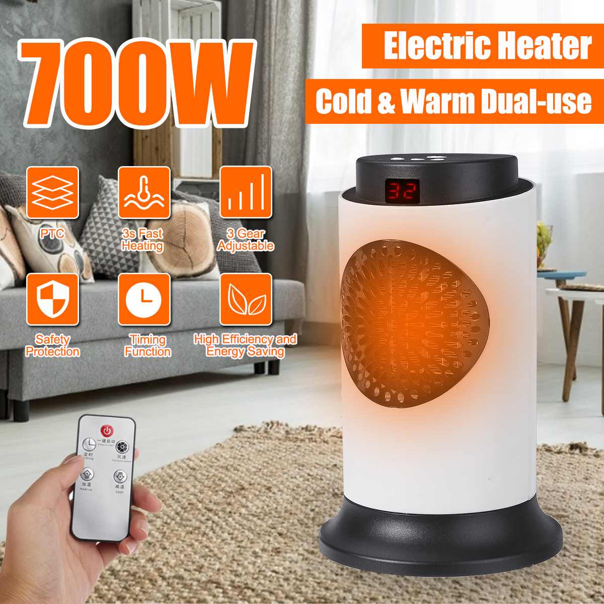 Compact Ceramic Heater  | Portable Room Heater | Energy-Saving Heater  | Ceramic Space Heater 